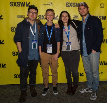 Director Christopher Radcliff, Actor James Freedson-Jackson, Director Lauren Wolkstein and Actor Alex Pettyfer at the world premiere of The Strange Ones during the 2017 SXSW Festivals and Conferences.