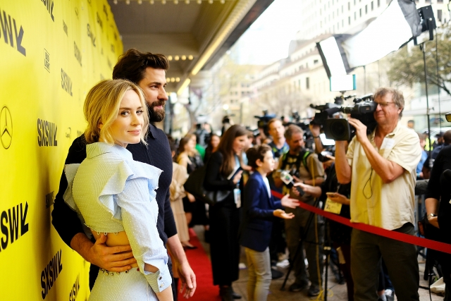 Emily Blunt and John Krasinski on the red carpet for A Quiet Place