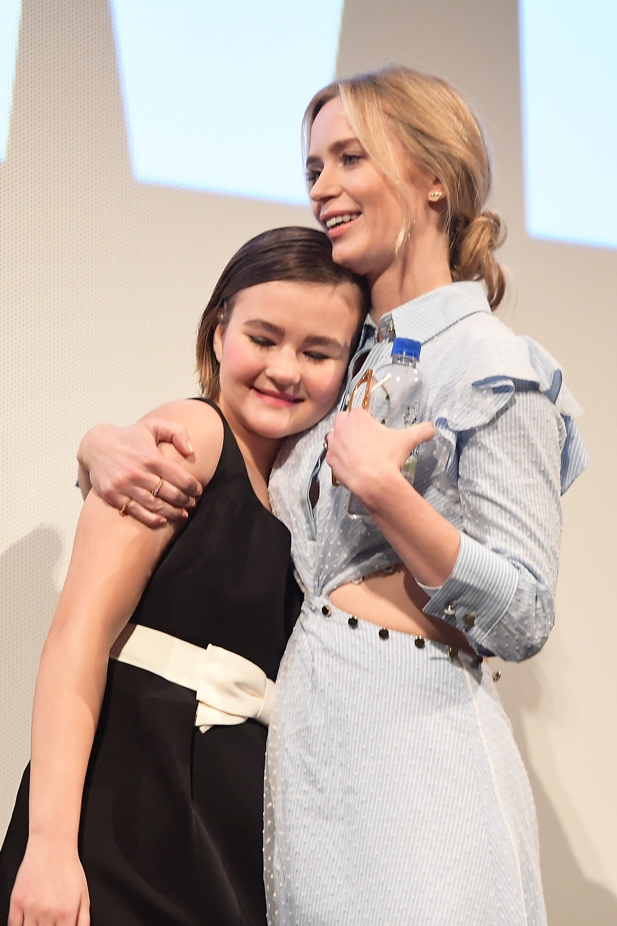Emily Blunt and Millicent Simmonds during the Q&A for A Quiet Place.