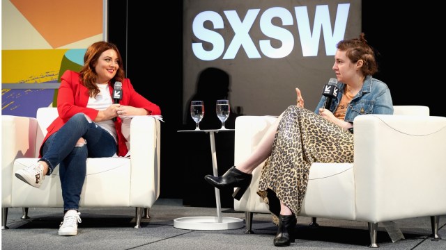 AUSTIN, TX - MARCH 10: Samantha Barry, Editor in Chief of Glamour and Lena Dunham speak onstage at Authenticity and Media in 2018 during SXSW at Austin Convention Center on March 10, 2018 in Austin, Texas. (Photo by Amy E. Price/Getty Images)