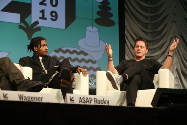 A$AP Rocky and Gorden Wagener speak onstage at their Featured Session: Using Design "Differently" to Make a Difference.