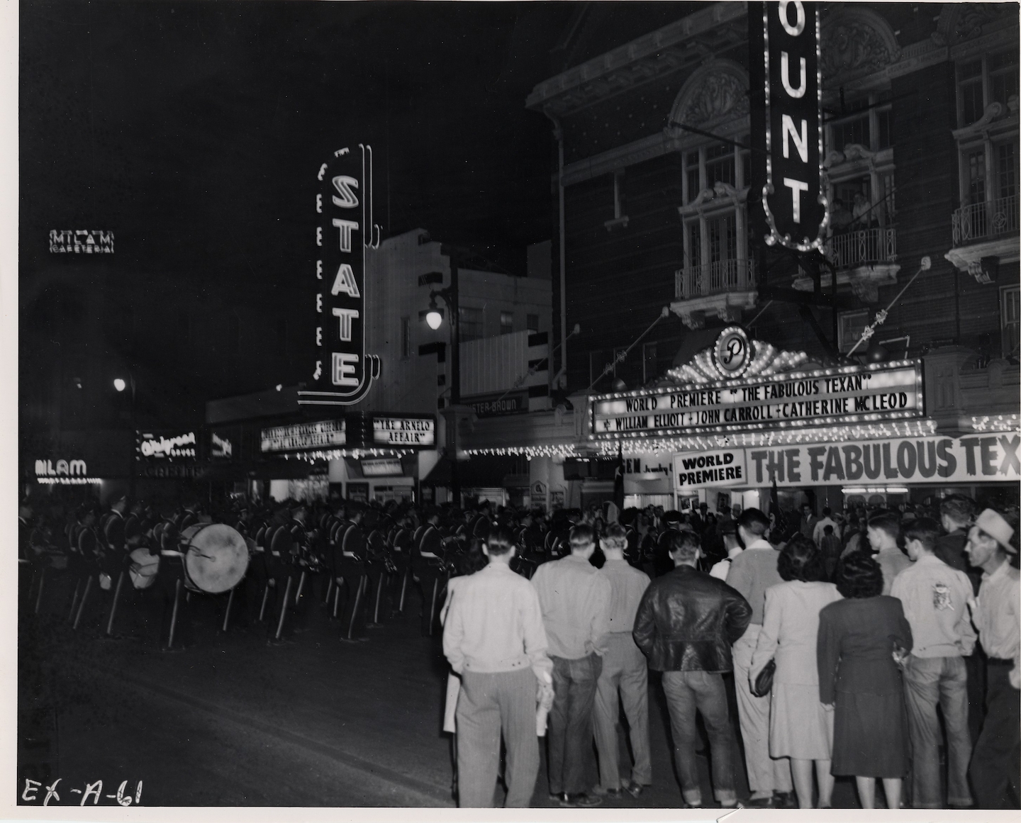 World premiere of The Fabulous Texan at the Paramount Theatre in 1947.