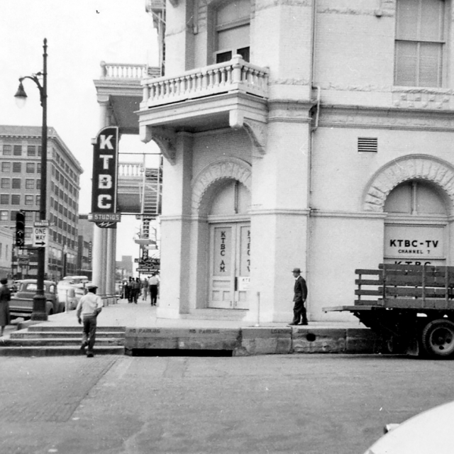 historic image of Sixth and Brazos in Austin Texas, KTBC Studios