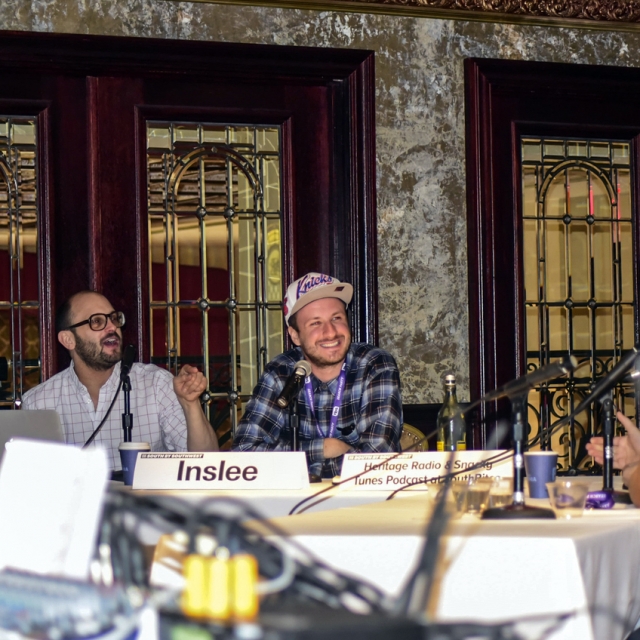 Darin Bresnitz and Jack Inslee record the <em>Snacky Tunes</em> podcast, SXSW 2016