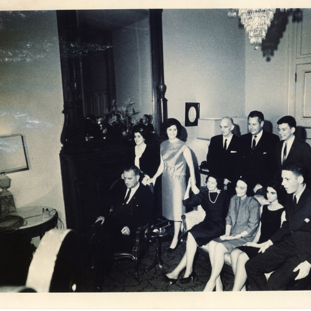Lyndon Baines Johnson awaits election results at the Driskill Hotel in 1960 in Austin, Texas