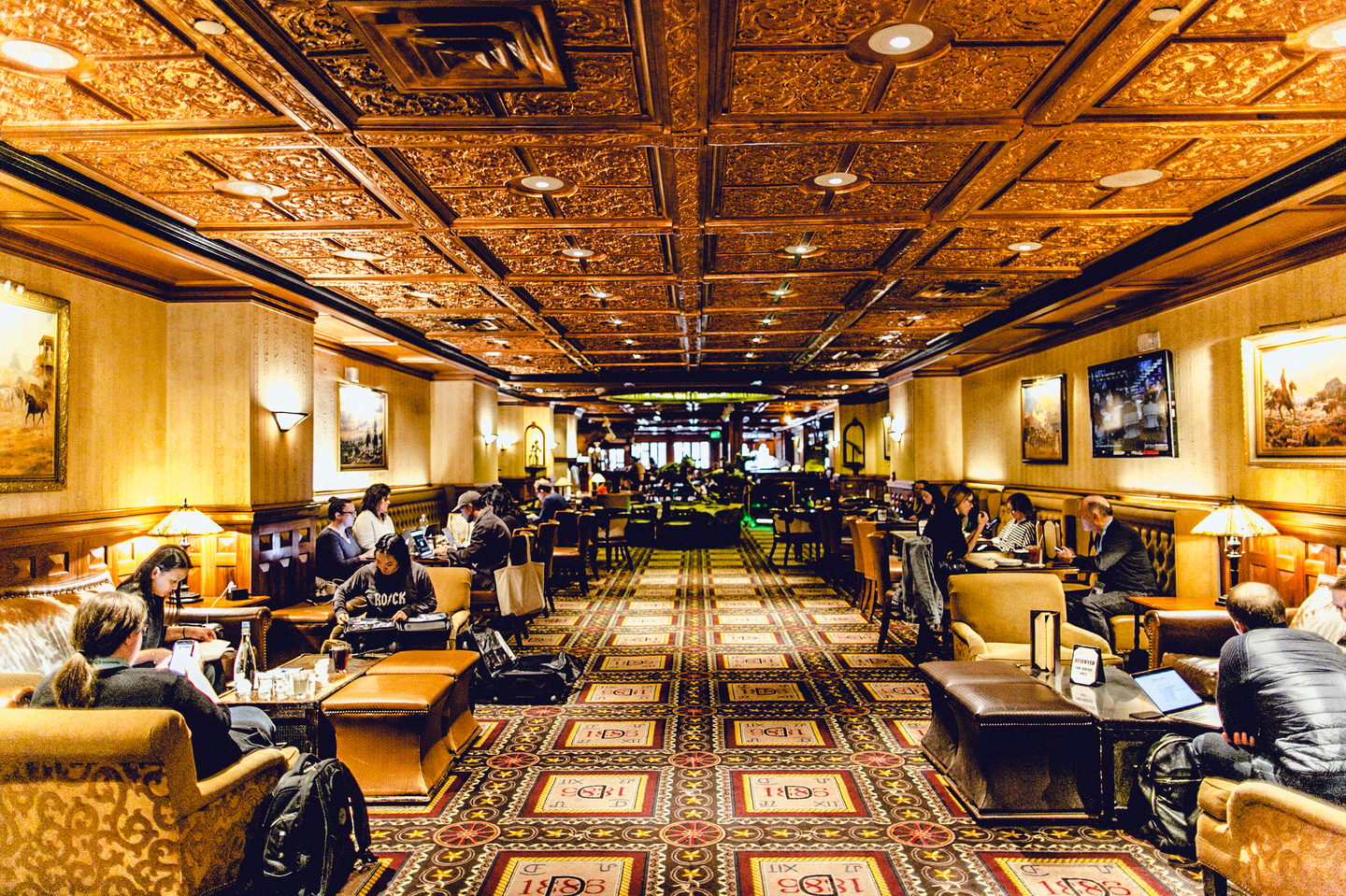 view of the bar inside the Driskill Hotel in Austin, Texas