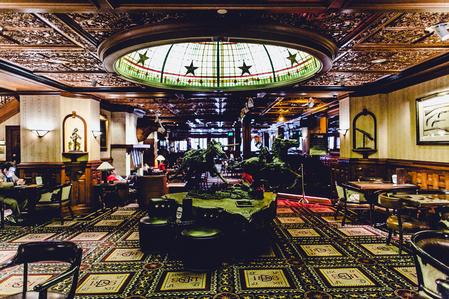 view of the bar inside the Driskill Hotel in Austin, Texas