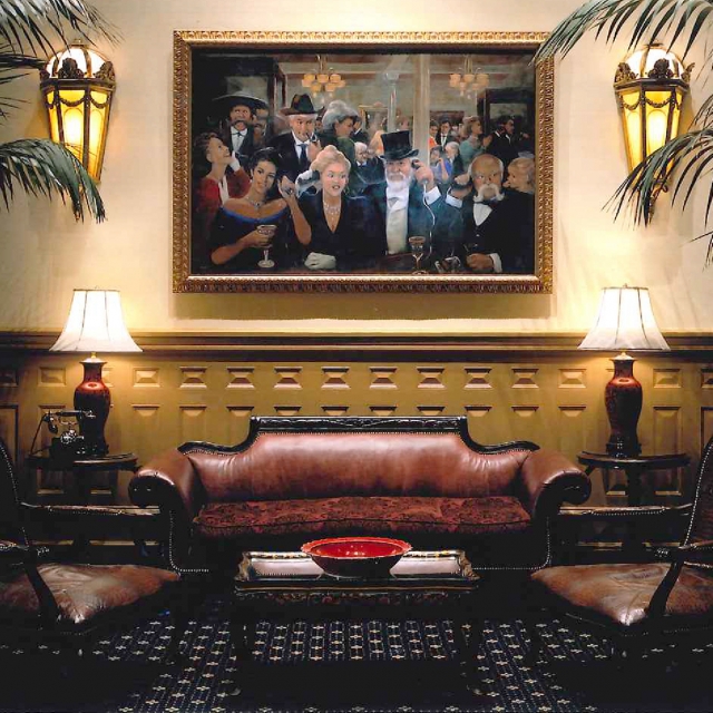 A painting on the wall of the Driskill Hotel in Austin, Texas