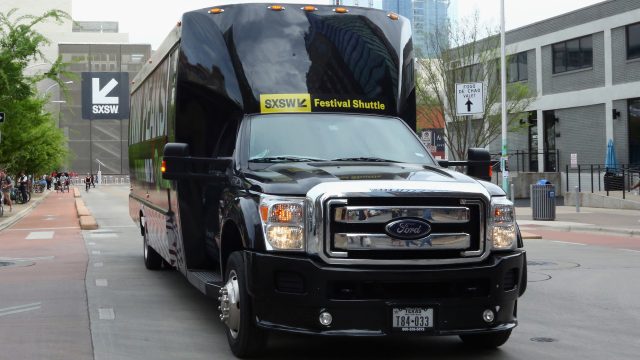 SXSW Shuttle Outside of the Austin Convention Center