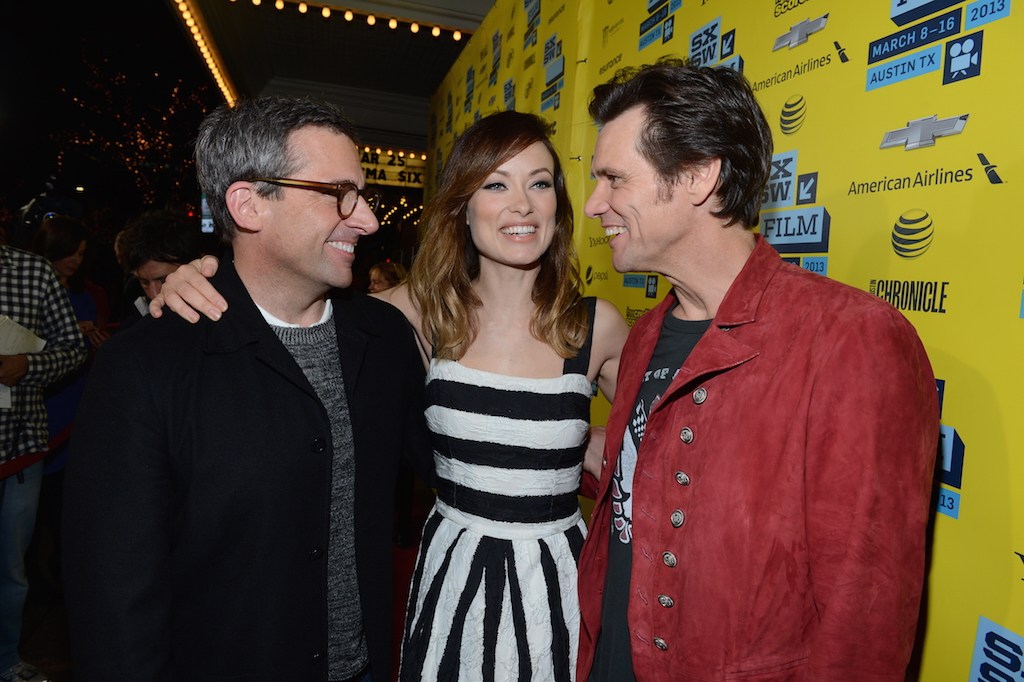 Steve Carrell, Olivia Wilde & Jim Carrey at "The Incredible Burt Wonderstone" world premiere at SXSW Film 2013. Photo by Michael Buckner/Getty Images.